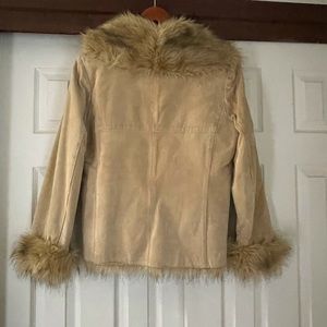 Stunning fur lined tan shearling suede jacket